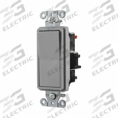 HUBBELL Wall Switch: Rocker Switch, Single Pole, Maintained, Gray, 120/277V AC, 15 A (MPN DS115STGY). Key specifications — Illuminated: No; Voltage Rating: 120/277V AC.