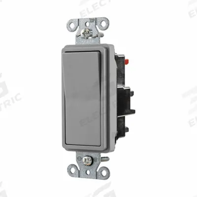 HUBBELL Wall Switch: Rocker Switch, Single Pole, Maintained, Gray, 120/277V AC - Rocker Wall Switches