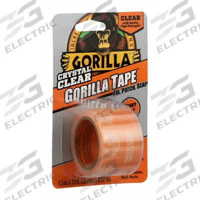 GORILLA Repair Tape: 1 1/2 in Wd, 5 yd Lg, 7 mil Thick, Transparent, Ethylene Copolymer Film - UV-Resistant Film Tape
