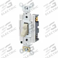 LEVITON Toggle 4-Way, 20 Amp: Toggle Switch, 4-Way, Maintained, Ivory, 120/277V AC, 20 A (MPN 1224-SI). Key specifications — Illuminated: No; Voltage Rating: 120/277V AC.