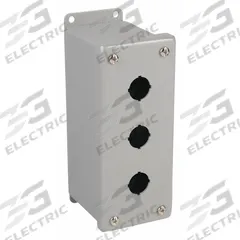 WIEGMANN Push Button Enclosure: 22mm, 3 Holes, Carbon Steel, NEMA 12 (MPN PBGX3). Key specifications — Brand: WIEGMANN; Environments & Applications: Indoor Dust & Water Droplets.