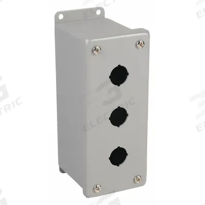 WIEGMANN Push Button Enclosure: 22mm, 3 Holes, Carbon Steel - Enclosures for 22mm Operators