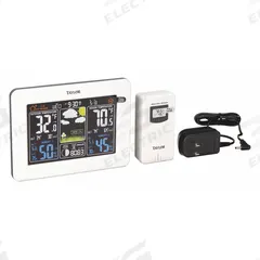 TAYLOR Wireless Thermometer: 20%to 95% Humidity Range, Outdoor Humidity/Outdoor Temp, Wireless (MPN 1736). Key specifications — Primary Scale: Outdoor Humidity/Outdoor Temperature; Secondary Scale: Date/Day/Indoor Temperature/Indoor Humidity/Time; Display Type: Digital; Brand: TAYLOR.