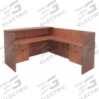 REGENCY L-Shape Reception Desk: Melamine, Cherry, 42 in Overall Ht, 71 in Overall Wd, Melamine (MPN LRDRT2BFCH)