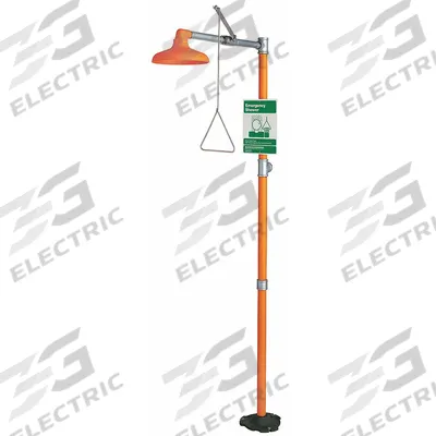 GUARDIAN EQUIPMENT Plumbed Shower: Floor Mnt, Plastic Sprayhead, Shroud - Floor-Mount Showers