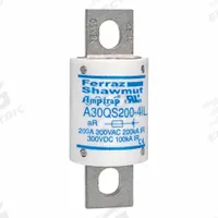 Fuses: A30QS Series, 200 A, 300 V AC, 300 V DC DC Volt Rating, Indicating (MPN A30QS200-4IL). Key specifications — Series: A30QS; Brand: MERSEN; Voltage Type: AC/DC.