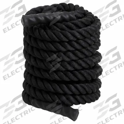 CHAMPION SPORTS Conditioning Rope: Black, 50 ft Overall Lg, Polyester, PVC - Training Ropes