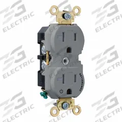 LEVITON Plugs and Receptacles: Duplex, 5-20, Gray, 125V AC, 20 A, 2 Pole / 3 Wire (MPN 5362-1PG)