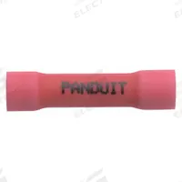PANDUIT Butt Splice Connector: Red, Vinyl, For Wire Size 22 AWG – 18 AWG, 600 V, Pack Qty 50 (MPN BSV18X-LY). Key specifications — Brand: PANDUIT.
