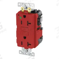 LEVITON Modular Receptacle: Hospital Grade Fed. Spec., Decorator Duplex, 5-20R, Red, GFCI, 125V AC (MPN MGFN2-HGR)