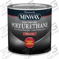 MINWAX Finish: Varnish, Interior, Oil, 0.5 pt Container Size, Wood, Gloss, Clear, Clear (MPN 230004444). Key specifications — Brand: MINWAX; Transparency: Clear; Use Location: Interior; Sheen: Gloss; Color: Clear; Resin Type: Polyurethane.