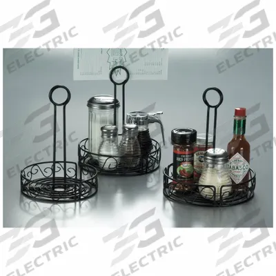 AMERICAN METALCRAFT Round Condiment Rack: Black, 9 in Overall Ht - Condiment Racks & Holders