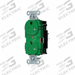 HUBBELL Receptacle: Duplex, 5-20, Green, 125V AC, 20 A, 2 Pole / 3 Wire (MPN 5362STGNTR)