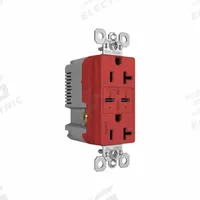 USB Receptacle: Duplex, 5-15R, 2 USB Ports, USB Type C, Red, 125V AC, 20 A (MPN TR20USBPDRED). Key specifications — Brand: PASS & SEYMOUR.