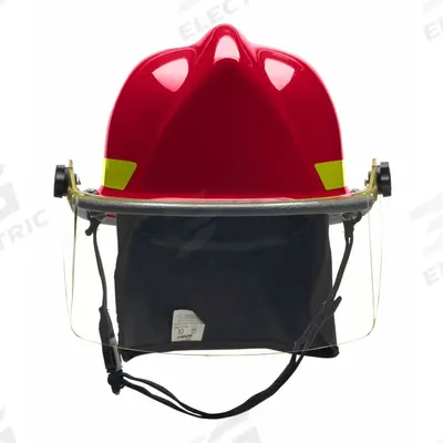 BULLARD Fire Helmet: Red, Modern Rear Brim, Chin Strap