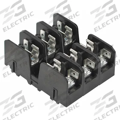 BUSSMANN Fuse Block: Open Block Design, 3 Pole, 600 V AC, Quick Connect/Screw - Fuse Blocks for Midget Fuses