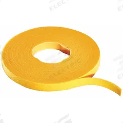 RIP-TIE Hook-and-Loop Cable Tie Roll: 75 ft Lg, 0.25 in Wd, 50 lb Tensile Strength, Yellow (MPN W-75-QRL-Y). Key specifications — Color: Yellow; Material: Nylon; Brand: RIP-TIE.