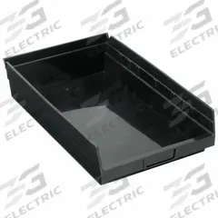 QUANTUM STORAGE SYSTEMS Shelf Bin: 17 7/8 in Overall Lg, 11 1/8 in x 4 in, Black, Nesting Capable (MPN QSB110Bk). Key specifications — Brand: QUANTUM STORAGE SYSTEMS; % Recycled Content: 100%; Manufacturer Part Number: QSB110Bk; Includes Dividers: Dividers Not Included; Electrostatic Discharge: Not Electrostatic Discharge Conductive.