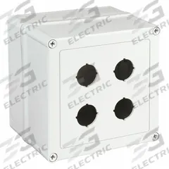 HOFFMAN Push Button Enclosure: 30mm, 4 Holes, Non-Metallic, NEMA 4X (MPN VM775-PBS4). Key specifications — attr211299: HOFFMAN; attr1043605: Washdown-Corrosion-Resistant.