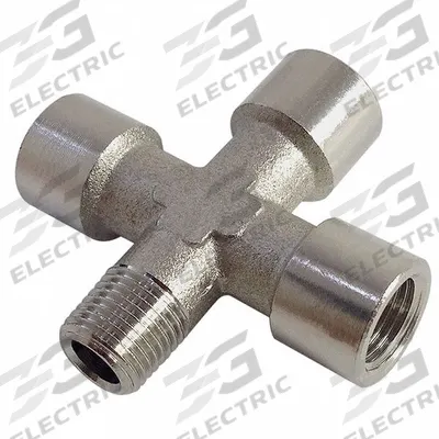LEGRIS Metal Pipe Cross: Cross, 1/2 in x 1/2 in x 1/2 in x 1/2 in, Nickel-Plated Brass - Threaded Medium-Pressure Pipe Fittings
