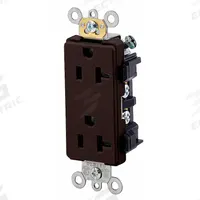 LEVITON Receptacle: Decorator Duplex, 5-20, Brown, 125V AC, 20 A, 2 Pole / 3 Wire (MPN 16352)