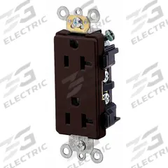 LEVITON Receptacle: Decorator Duplex, 5-20, Brown, 125V AC, 20 A, 2 Pole / 3 Wire (MPN 16352)