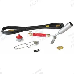 FLAME ENGINEERING Torch Kit: Wide Brush Flame, External Lighter, Fixed Tip (MPN HT 1-1/2-10CR). Key specifications — Brand: FLAME ENGINEERING; Manufacturer Part Number: HT 1-1/2-10CR; Compatible Fuel Type: Propane; Flame Adjustment: Adjustable Flame; Tip Type: Fixed Tip.