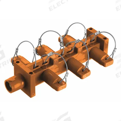 HUBBELL Distribution Block: 6 Female, 1 Male Connections, Orange, 600V AC/600V DC - Single-Pole Distribution Blocks