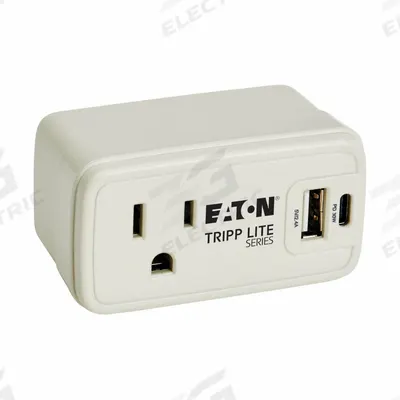 EATON TRIPP LITE Outlet Strip: 1 Outlets, 15 A Current, Not UL Rated for Healthcare, Gray - Compact Direct Plug-In Surge Protectors