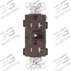 BRYANT Receptacle: Duplex, 5-20, Brown, 125V AC, 20 A, 2 Pole / 3 Wire (MPN CBRS20WRTR)