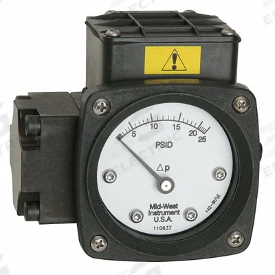 MIDWEST INSTRUMENT Differential Pressure Gauge & Switch: Back, 1/4 in NPT Female, 142 - Medium & High Operating Pressure Differential Gauges with Switch