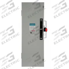 SIEMENS Safety Switch: Fusible, 60 A, Three Phase, 240V AC, Galvanized Steel, Indoor (MPN DTF322). Key specifications — Brand: SIEMENS.