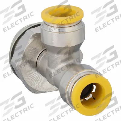 PARKER Push-Fit Tee Fitting: 10 mm OD x 10 mm OD x 1/2 in Pipe Size, Brass - Nickel-Plated Brass Tube Fittings