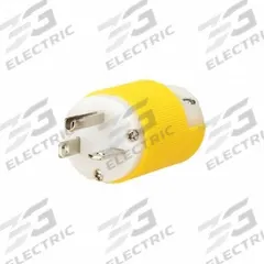 HUBBELL Straight Blade Plug: 6-20P, 250V AC, 20 A, 2 Pole, 3 Blade, White/Yellow (MPN HBL54CM66CST)