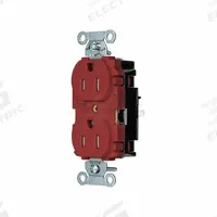 HUBBELL Receptacle: Duplex, 5-15, Red, 125V AC, 15 A, 2 Pole / 3 Wire (MPN 5262STRTR)