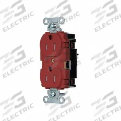 HUBBELL Receptacle: Duplex, 5-15, Red, 125V AC, 15 A, 2 Pole / 3 Wire (MPN 5262STRTR)