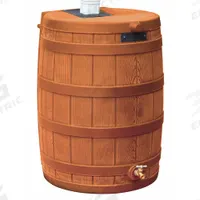 BUSHMAN Rain Barrel: Terra Cotta, 30 in Overall Ht, 23 in Overall Wd, Spigot Included, Rain Barrel (MPN RW50-TC). Key specifications — Product Type: Rain Barrel; Includes: Brass Spigot; Teflon (Plumbers) Tape; Trilingual Instructions; Brand: BUSHMAN; Includes Spigot: Spigot Included; Color: Terra Cotta.