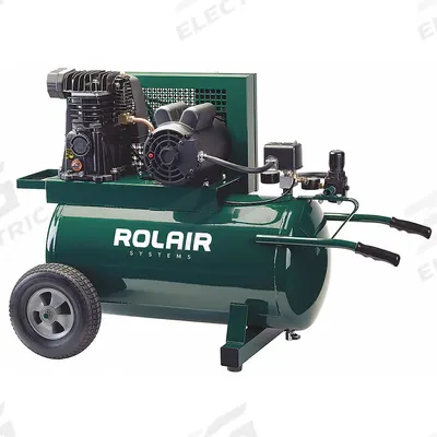 ROLAIR Portable Air Compressor: Quiet, Splash Lubricated, 20 gal, Horizontal, 1.5 hp - Wheeled Portable Electric Air Compressors