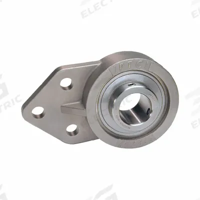 IPTCI BEARINGS 3 Bolt Flange Bearing: Radial Ball, 1 3/8 in Bore, SS, Set Screws - Washdown Flange-Mount Ball Bearings