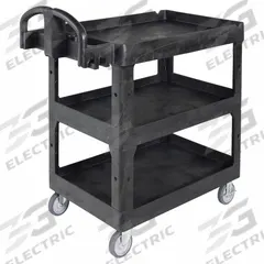 RUBBERMAID COMMERCIAL PRODUCTS Utility Cart: 600 lb, 3 Shelves, 44 in L x 25 in W Self, Black (MPN 2196862). Key specifications — Shelf Color: Black; Brand: RUBBERMAID COMMERCIAL PRODUCTS; Caster/Wheel Configuration: (2) Rigid.