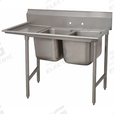 ADVANCE TABCO Scullery Sink: 2 Bowls, 42 in Overall Ht, 80 in Overall Lg - Two-Bowl Freestanding Kitchen & Bar Sinks without Faucets