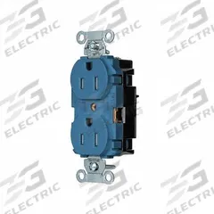 HUBBELL Receptacle: Duplex, 5-15, Blue, 125V AC, 15 A, 2 Pole / 3 Wire (MPN BR15STBLTR)