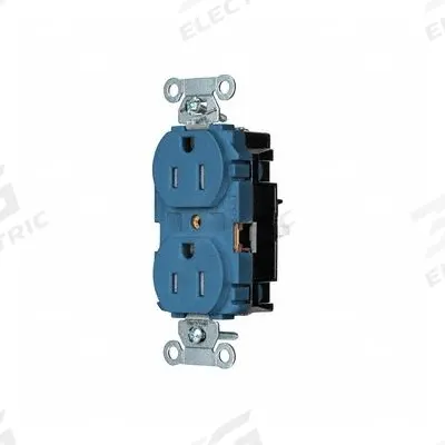 HUBBELL Receptacle: Duplex, 5-15, Blue, 125V AC, 15 A, 2 Pole / 3 Wire (MPN BR15STBLTR) - General Purpose Receptacles