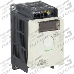 SCHNEIDER Variable Frequency Drive: In Phase Three, 200-240V AC, Out Phase Three, 1/4 hp, IP20 (MPN ATV12H018M3). Key specifications — Style: Base Plate; Color: Black/Blue/Gray; Output Voltage: 200-240V AC; Output Phase: Three.
