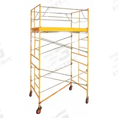 BIL-JAX Scaffold Tower: Aluminum/Steel/Wood, 2 ft to 11 ft, 120 in x 57 in, 2,000 lb Load Capacity (MPN 6004C-10X10RT). Key specifications — Brand: BIL-JAX; Height Adjustability: Fixed Height; Included Components: Outriggers.
