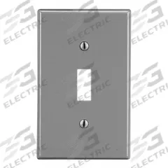 HUBBELL Wall Plate: Toggle, 1 Gang, Gray, Std Size (MPN P1GY). Key specifications — Brand: HUBBELL; Material: Polycarbonate.