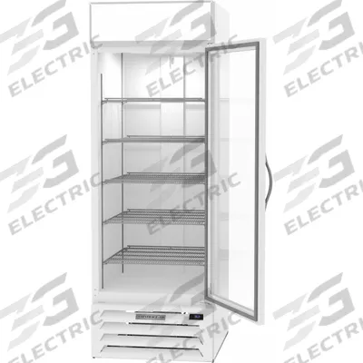 BEVERAGE-AIR Refrigerated Merchandiser: 78 in x 27 in x 33 5/8 in, White, Positive Close - Glass Door Refrigerator Merchandisers