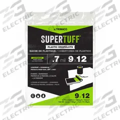 TRIMACO Drop Cloth: Light Duty, Polyethylene, 0.7 mil Thick, 9 ft Wd, 12 ft Lg (MPN 03307). Key specifications — Features: Leak-Proof; Material: Polyethylene; Brand: TRIMACO.