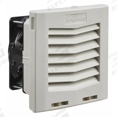 NVENT HOFFMAN Axial Fan: 21 cfm Airflow @ 0.000 in SP, 6 1/8 in Ht, 4 in Dp, Terminals - Wet-Location Square Axial Fans