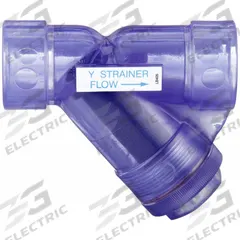 HAYWARD Y Strainer: 1 in, Socket, Mesh, 0.0313 in Screen Size, PVC, FPM, 4 5/8 in Ht, 5 1/4 in Lg (MPN YS00100S). Key specifications — Brand: HAYWARD; Seal Material: FPM; Manufacturer Part Number: YS00100S; Screen Material: PVC.